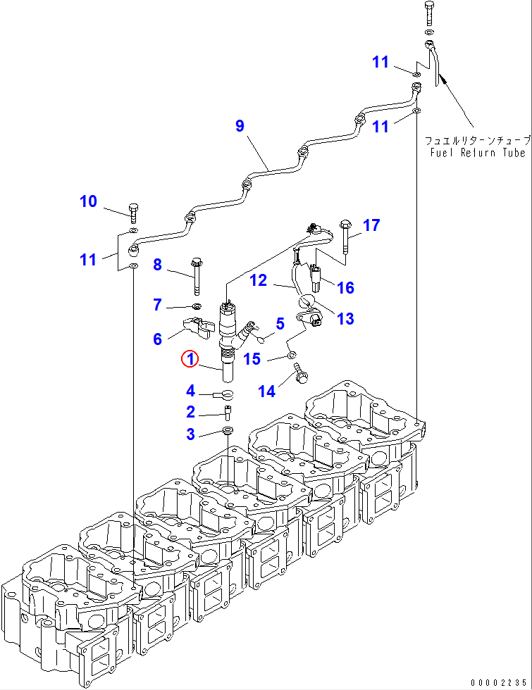 Diagram 6156-11-3100 INJECTOR ASS'Y - Komatsu