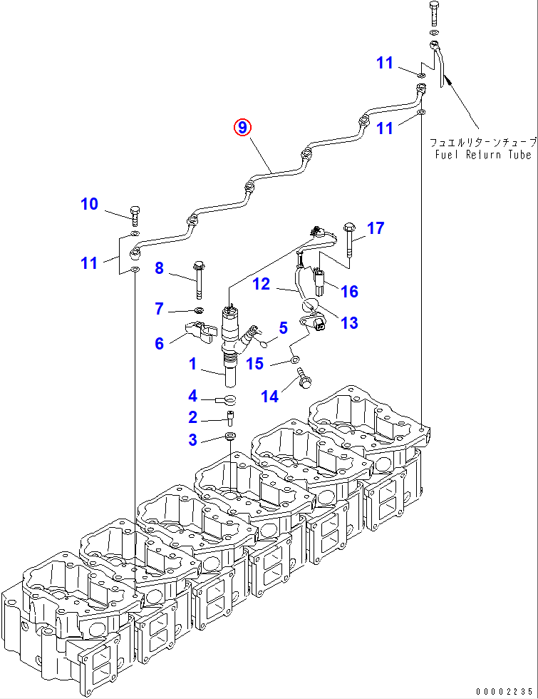 Diagram 6156-71-5340 TUBE,RETURN - Komatsu