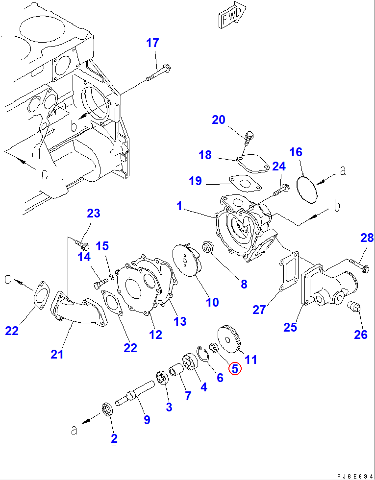 Diagram 6150-61-1350 SPACER - Komatsu