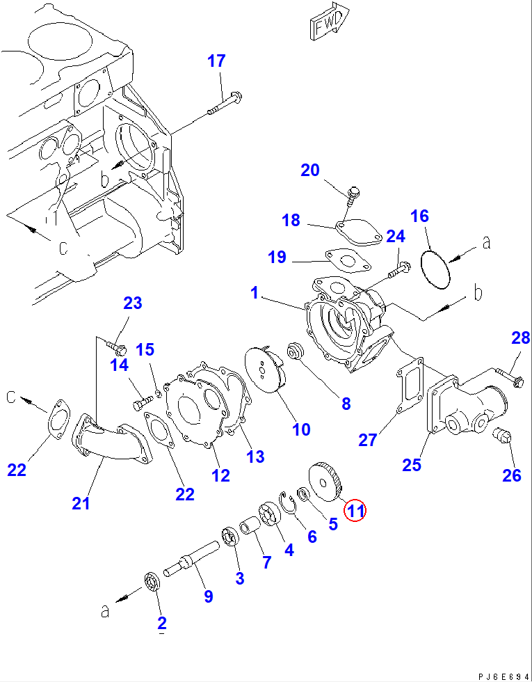 Diagram 6150-61-1410 GEAR - Komatsu