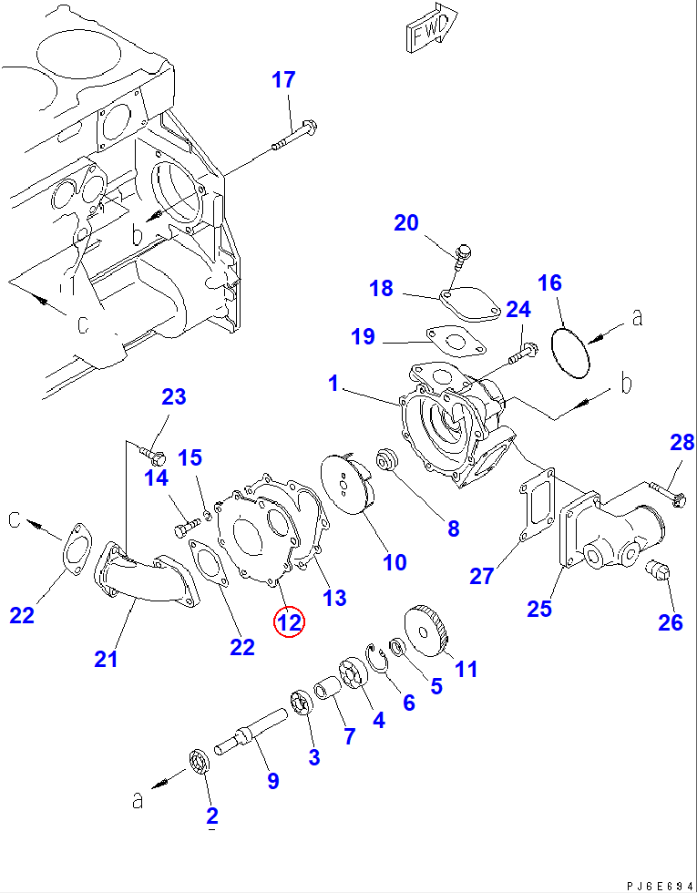 Diagram 6154-61-1150 COVER - Komatsu
