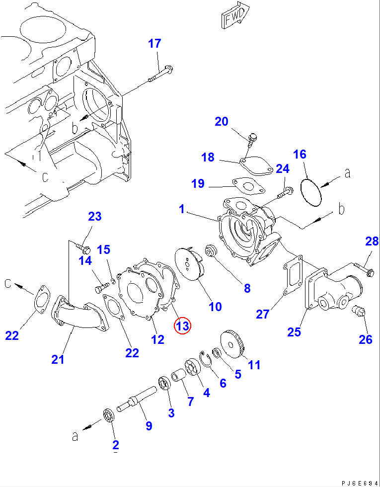 Diagram 6151-61-1162 GASKET (K6) - Komatsu