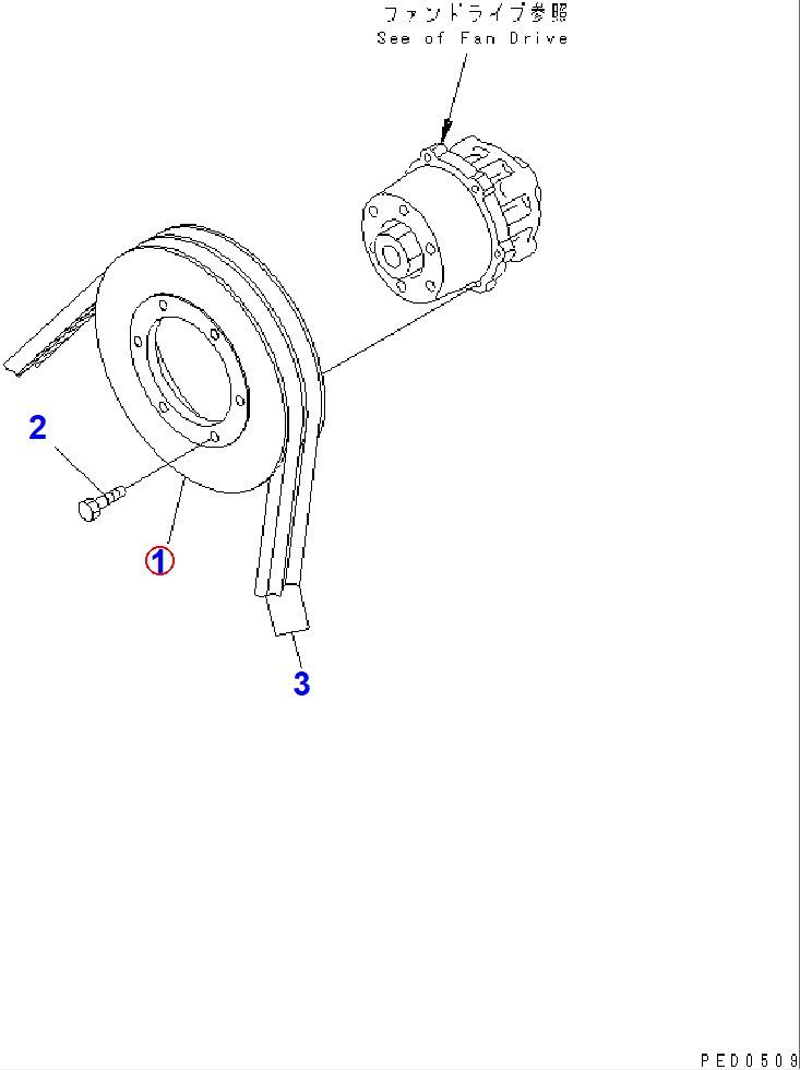 Diagram 6151-61-3630 PULLEY, HARDENING - Komatsu