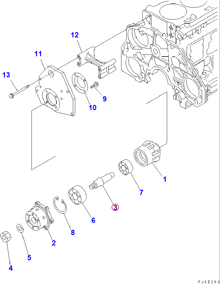 Diagram 6151-61-3170 SHAFT - Komatsu