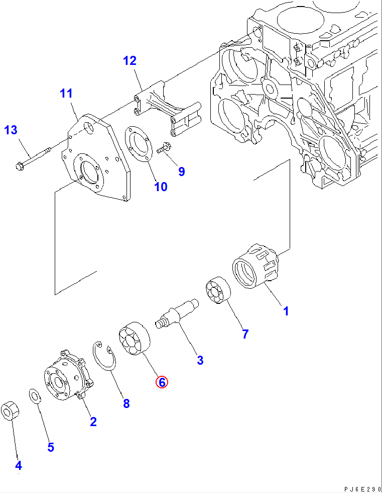 Diagram 06037-06307 BEARING,BALL - Komatsu
