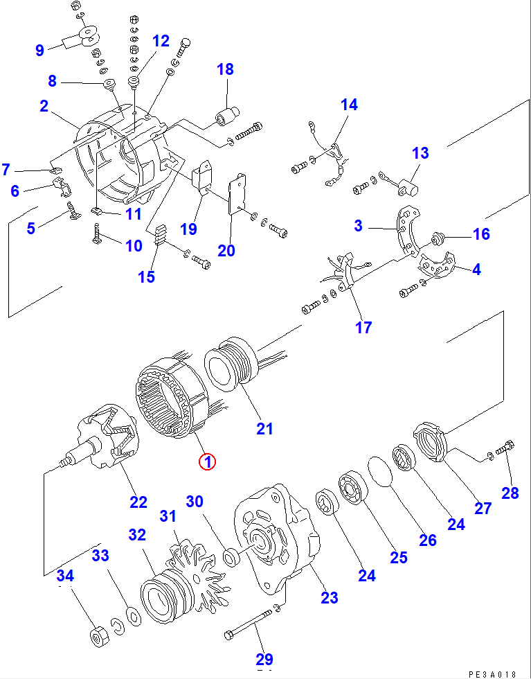 Diagram SD1211-46000X0 STATOR ASS'Y - Komatsu