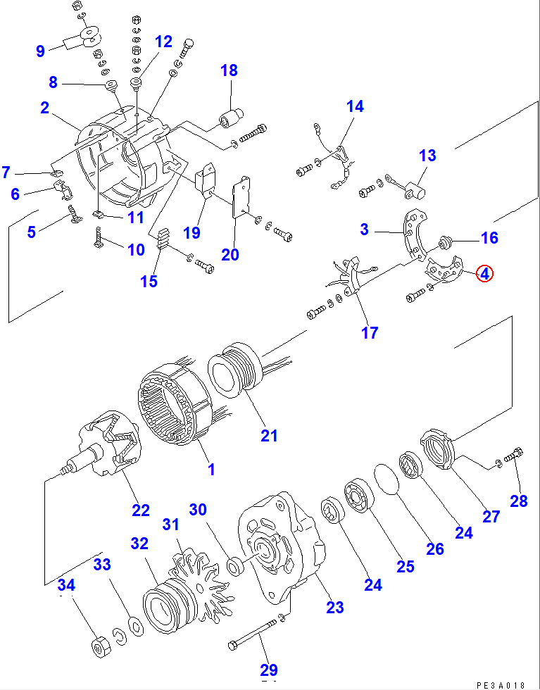 Diagram SD1235-08000X0 HEAT SINK ASS'Y(-) - Komatsu