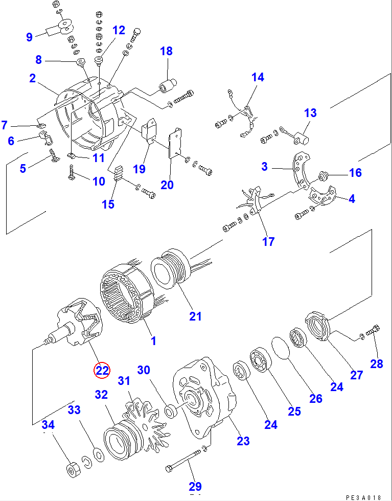 Diagram SD1221-16700X0 ROTOR ASS'Y - Komatsu