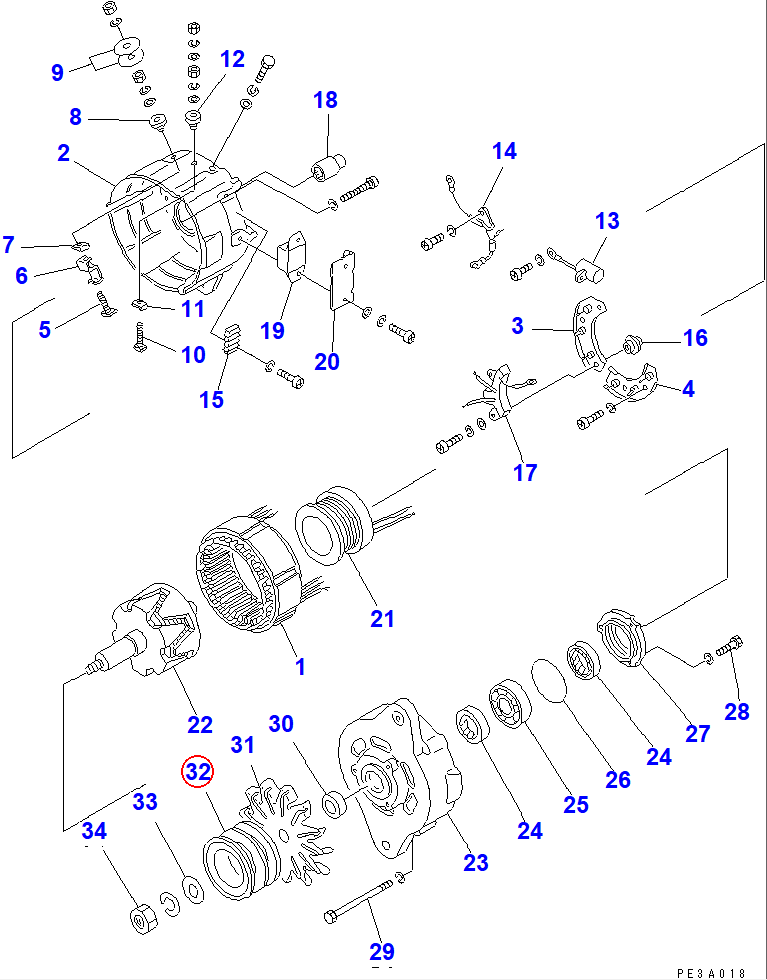 Diagram SD2080-22400X0 PULLEY,NON HARDENING - Komatsu
