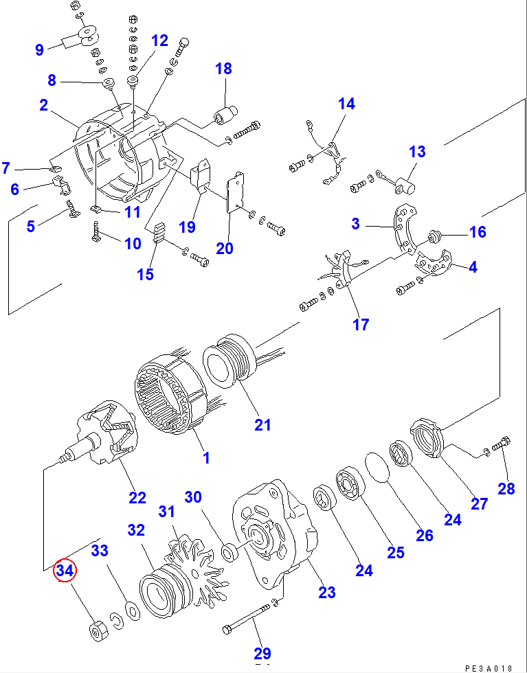 Diagram SD8264-1830010 NUT - Komatsu