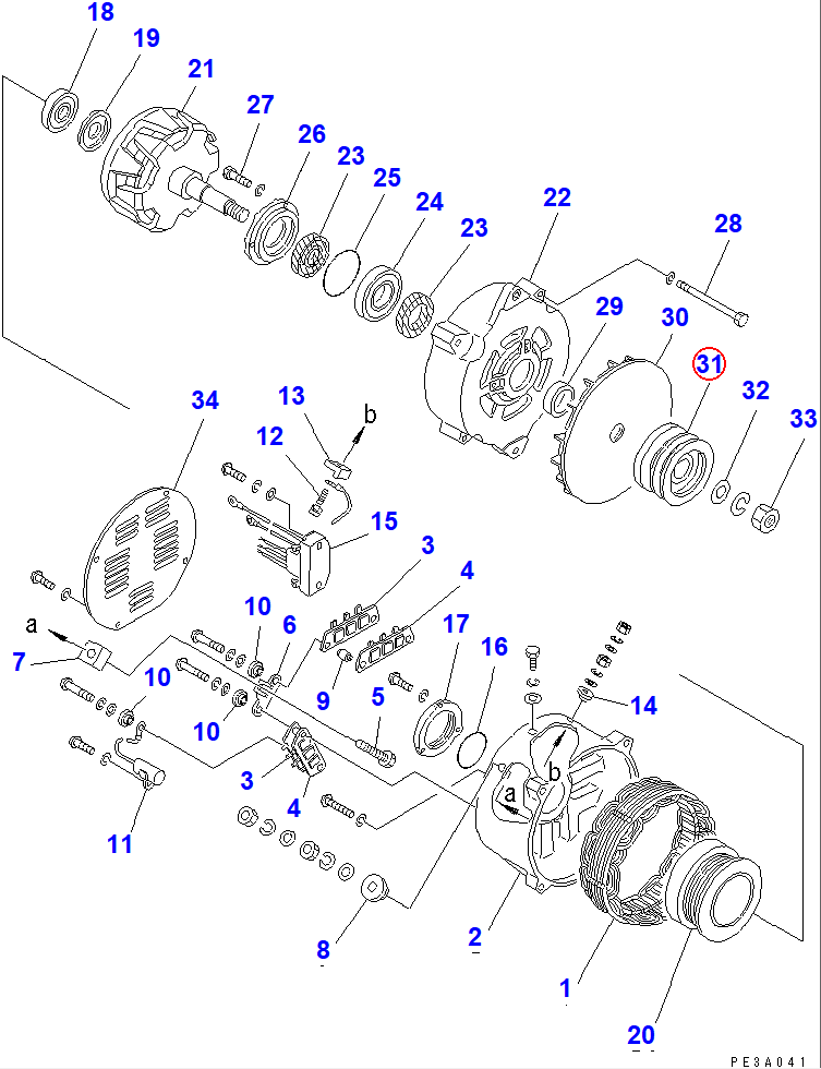 Diagram SD2080-21600X0 PULLEY,NON HARDENING - Komatsu
