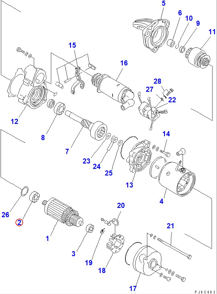 Diagram KD1-0454-62047 BEARING,BALL,FRONT - Komatsu