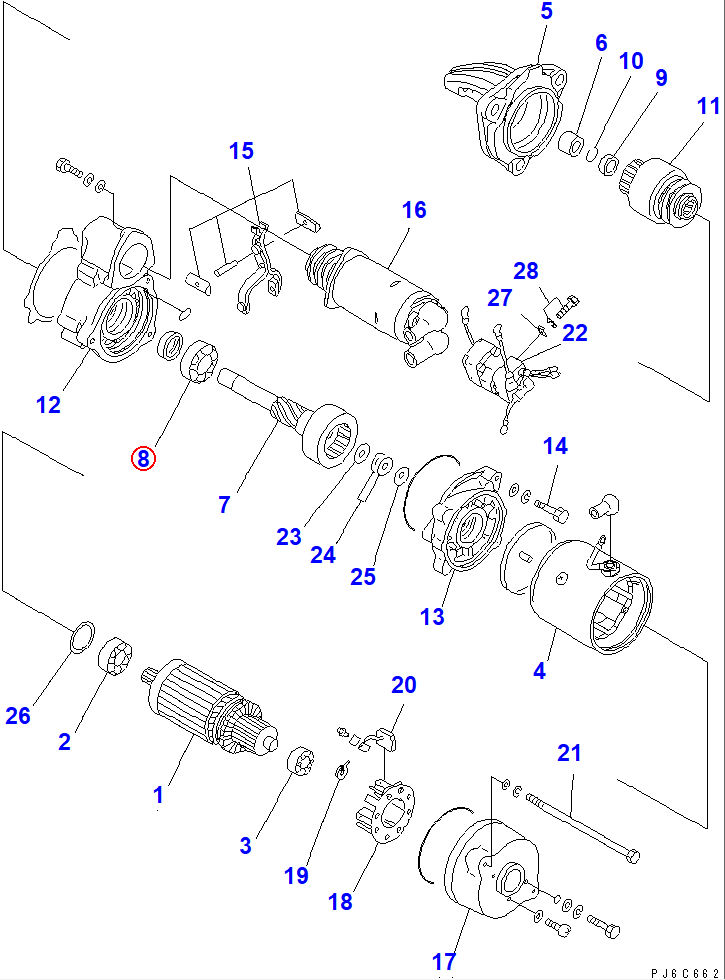 Diagram KD1-0454-60067 BEARING,BALL - Komatsu
