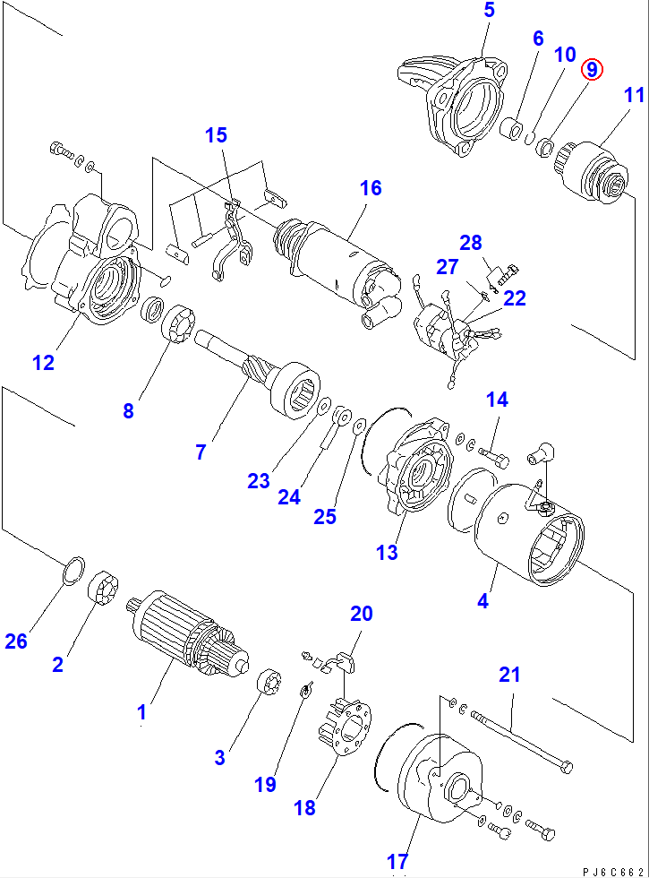 Diagram KD1-23181-0020 STOPPER,PINION - Komatsu