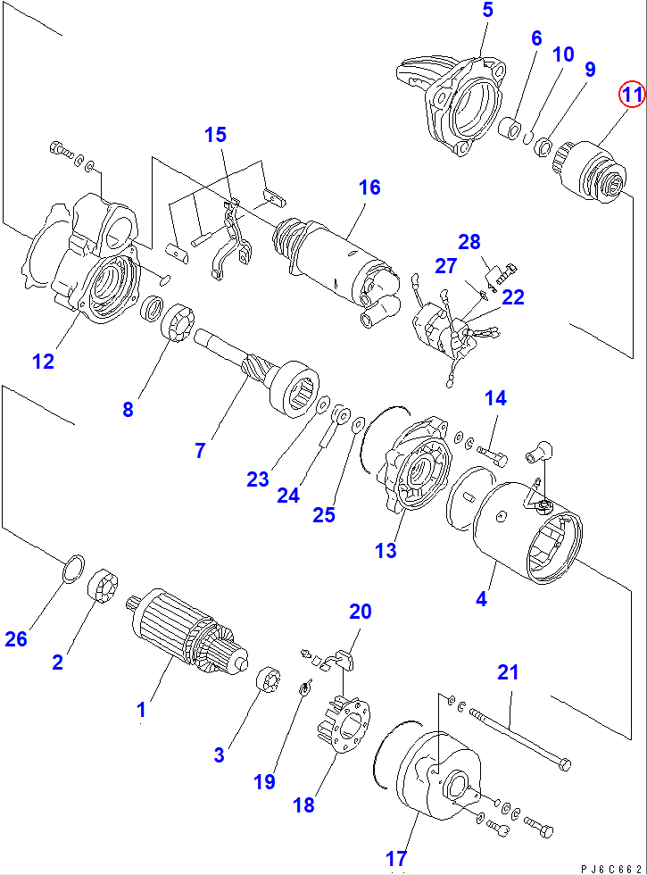 Diagram KD1-23500-0170 CLUTCH ASS'Y,OVER RUNNING - Komatsu