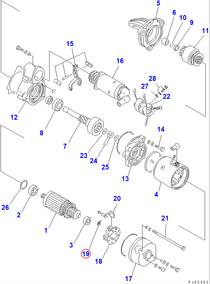 Diagram KD1-23913-0040 SPRING,BRUSH - Komatsu