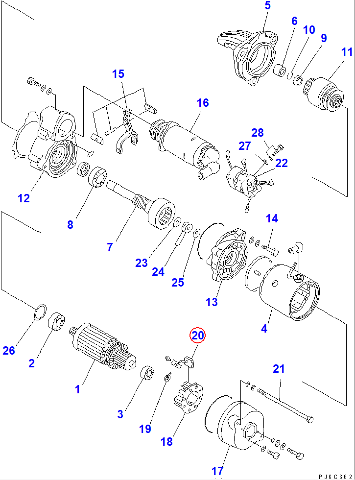 Diagram KD0-23740-0250 BRUSH ASS'Y - Komatsu
