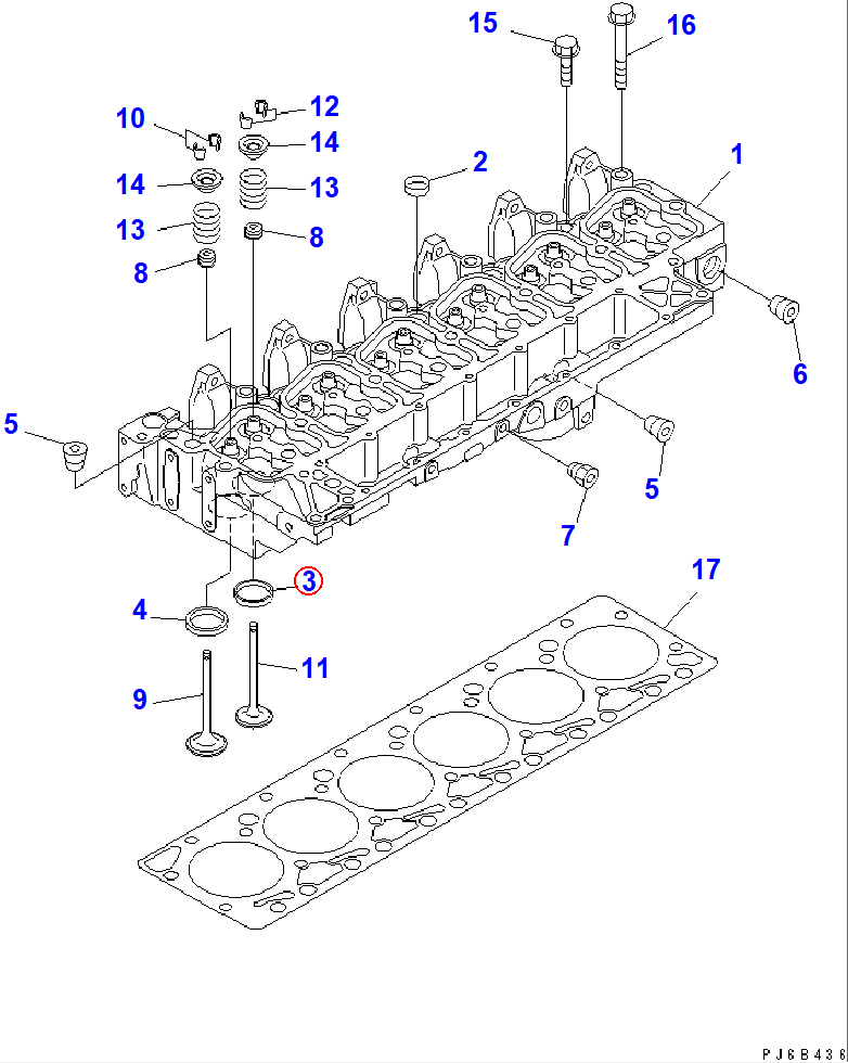 Diagram 6732-11-1170 INSERT,EXHAUST - Komatsu