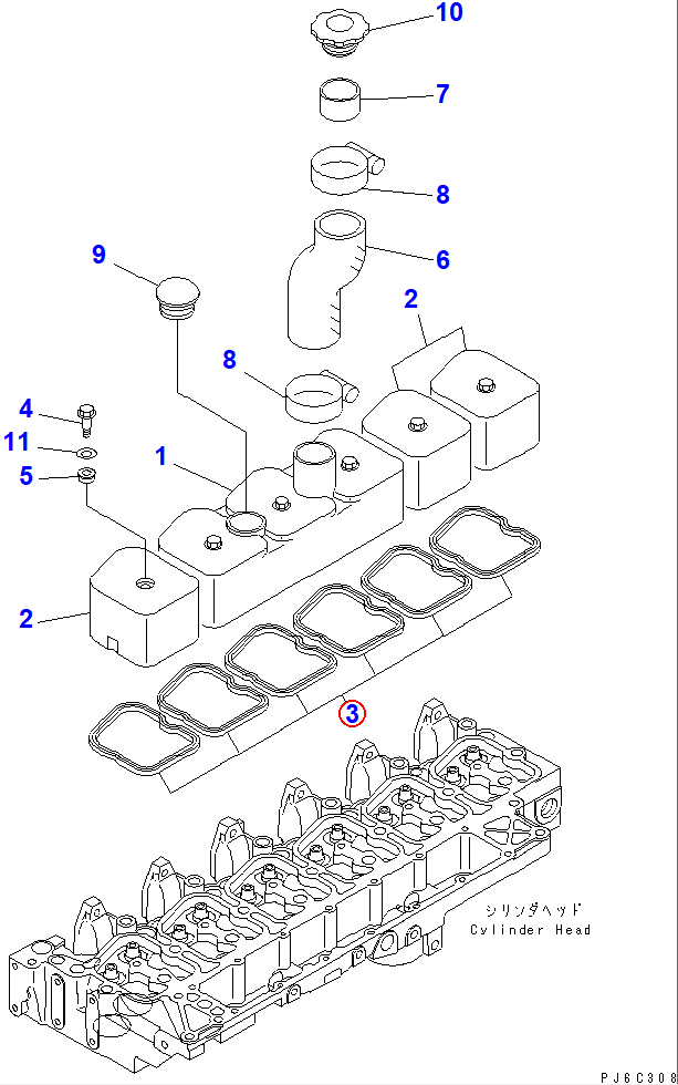 Diagram 6732-11-8181 GASKET (K1) - Komatsu