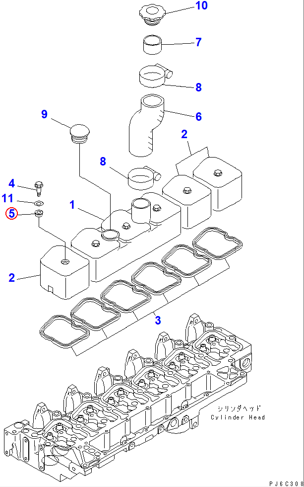 Diagram 6738-11-8210 GROMMET,SEAL - Komatsu
