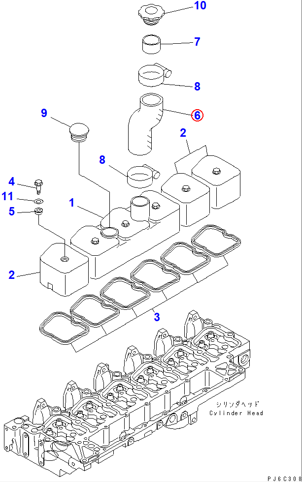 Diagram 6130-12-8720 HOSE - Komatsu