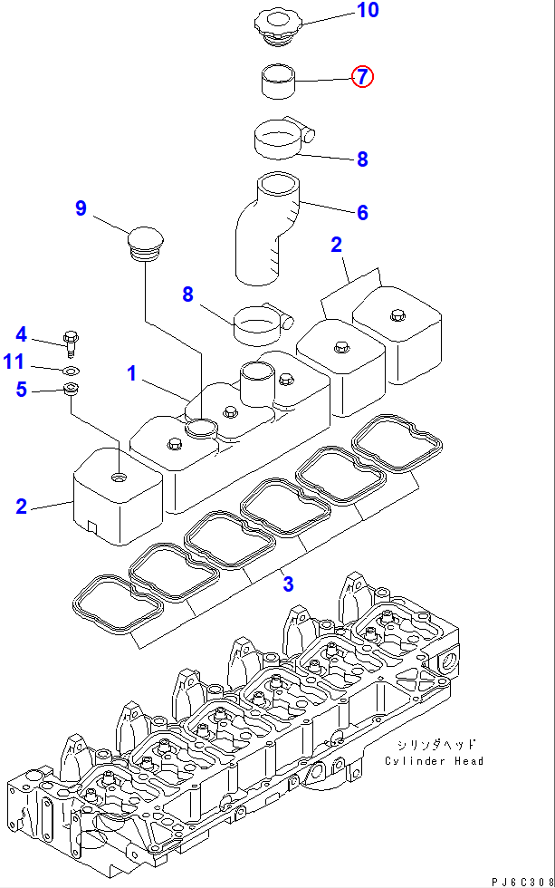 Diagram 6130-12-8630 PIPE - Komatsu