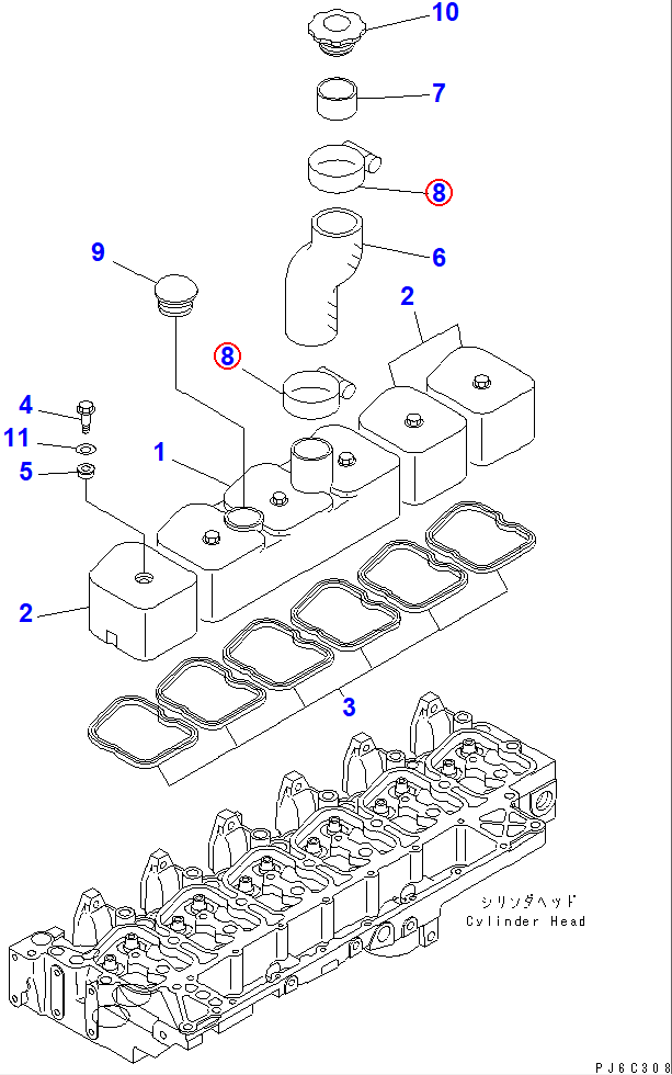 Diagram 07281-00709 CLAMP - Komatsu