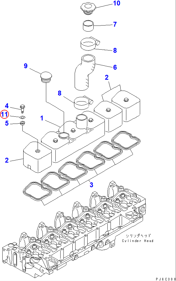 Diagram 6732-11-8150 WASHER - Komatsu