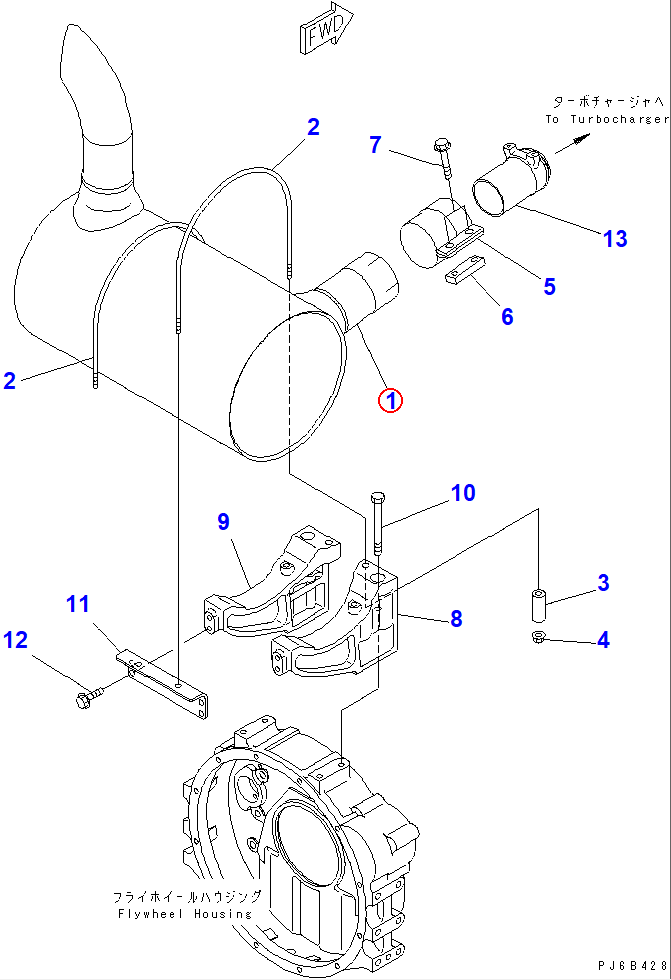 Diagram 6738-11-5510 MUFFLER - Komatsu
