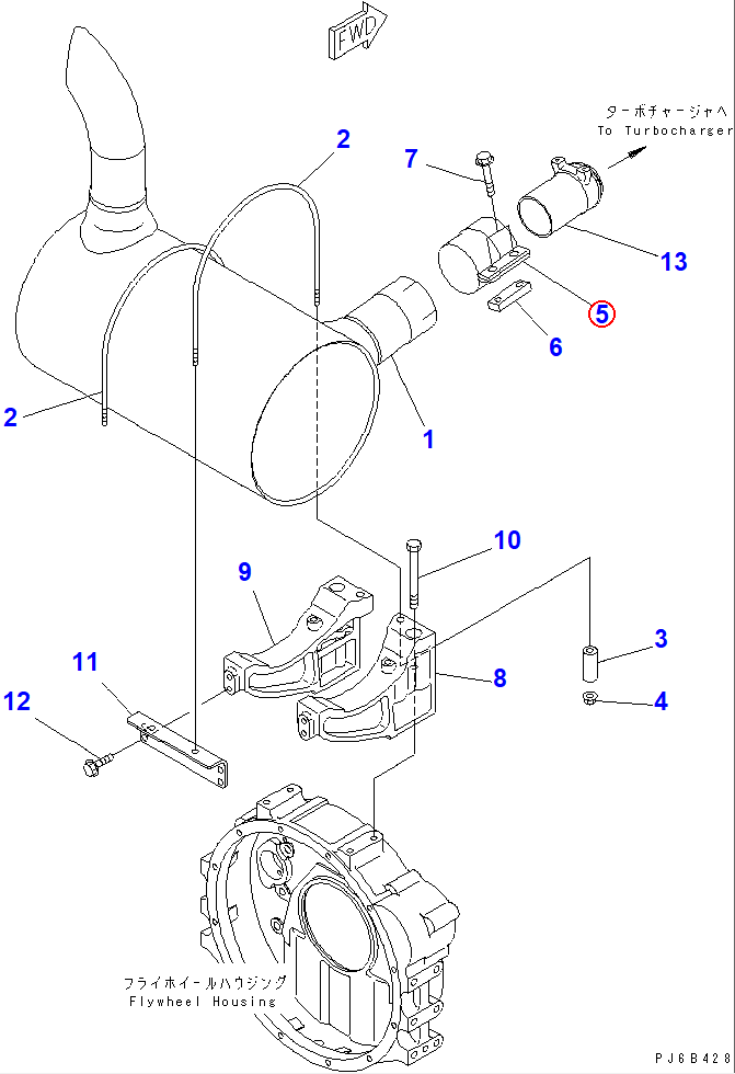 Diagram 6210-11-5232 CLAMP - Komatsu