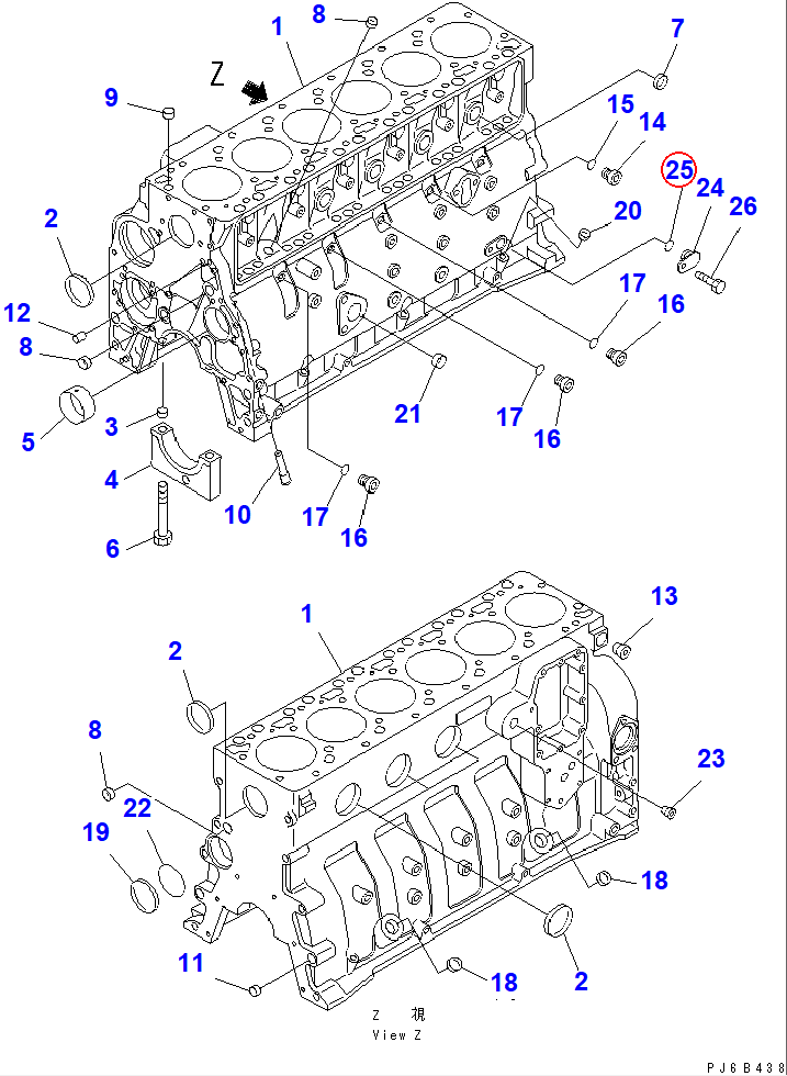 Diagram 6735-21-1960 O-RING (K2) - Komatsu