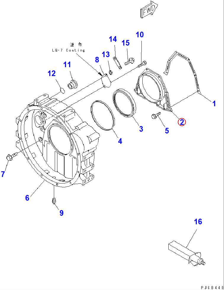 Diagram 6731-21-4240 COVER,REAR - Komatsu