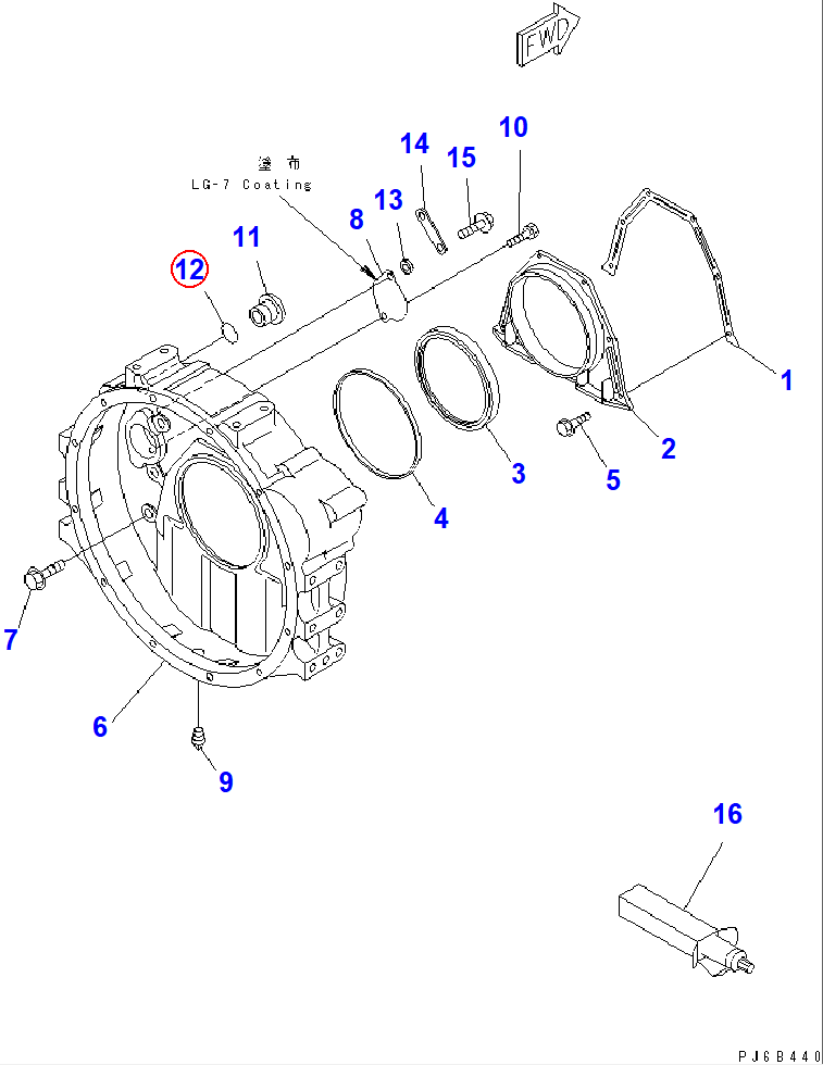 Diagram 6732-21-4161 O-RING (K2) - Komatsu