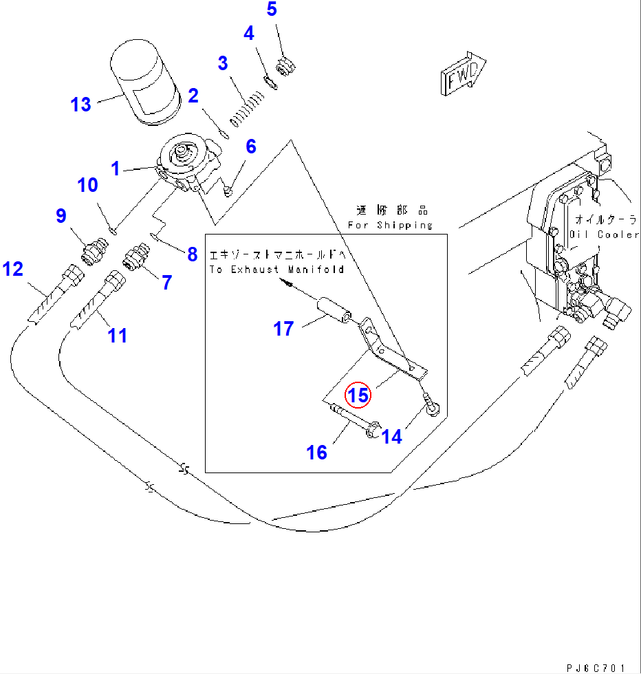 Diagram 6738-51-9950 BRACKET,(FOR SHIPPING) - Komatsu