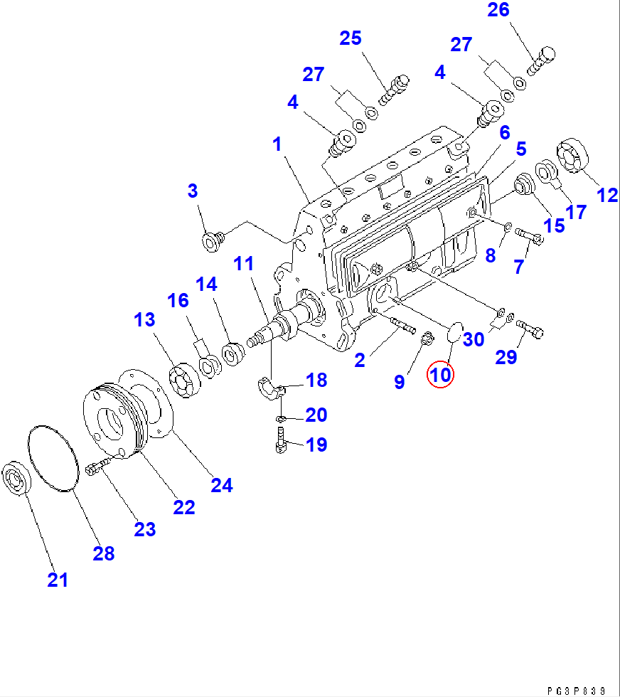 Diagram DK029633-1010 O-RING - Komatsu