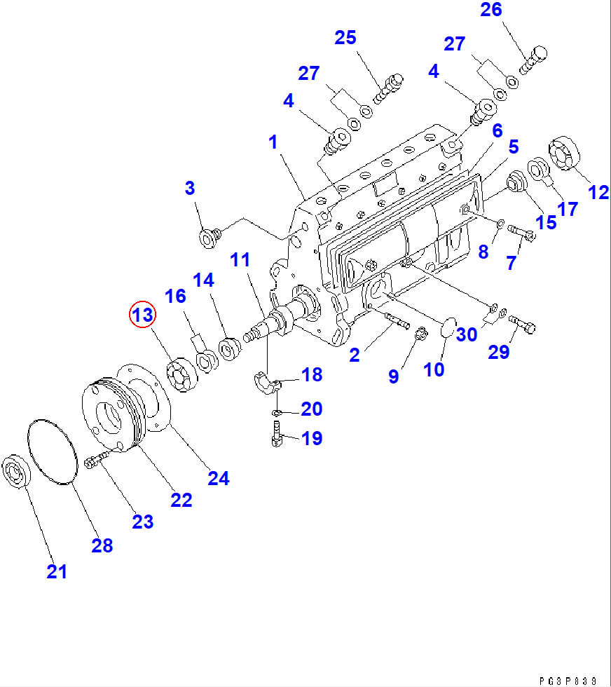 Diagram DK016640-2030 BEARING - Komatsu