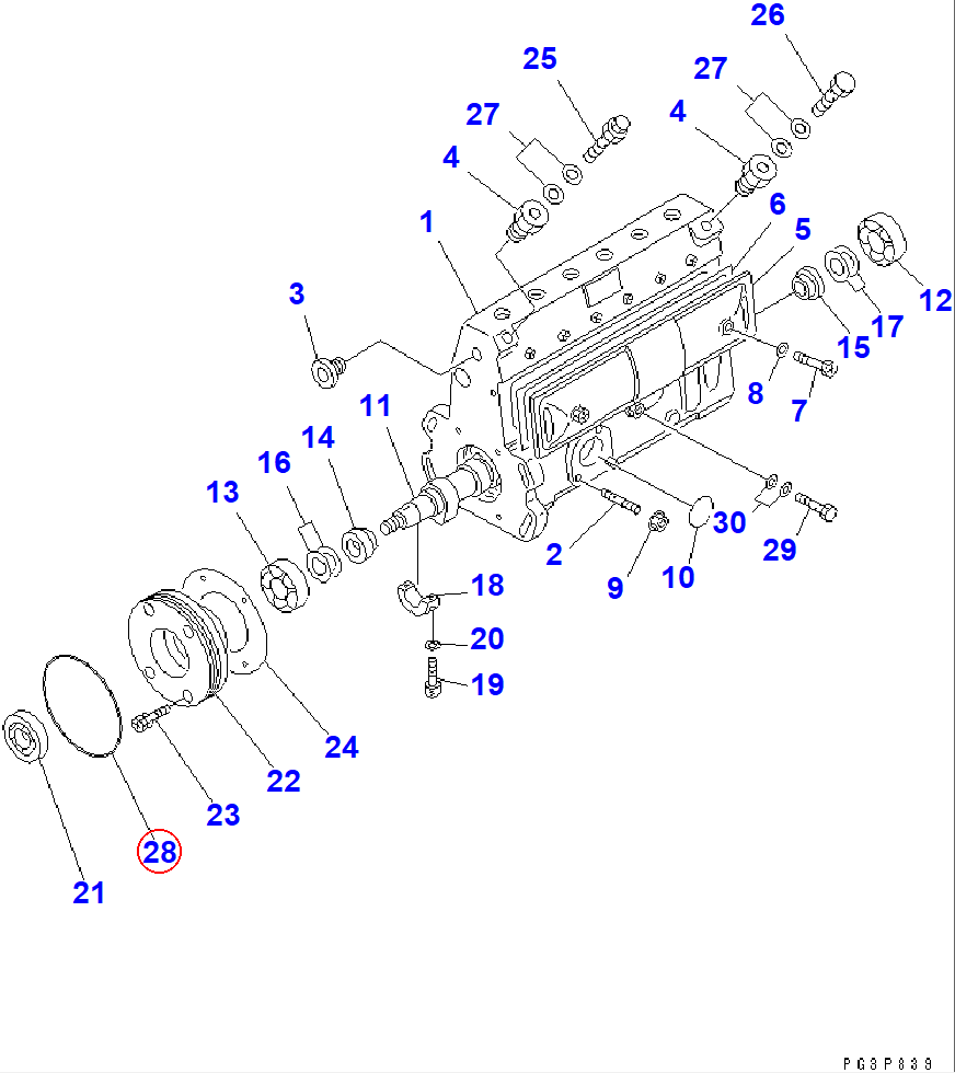 Diagram DK029637-5030 O-RING - Komatsu