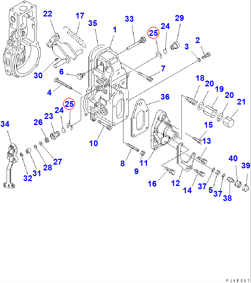 Diagram DK016010-1640 RING,SNAP - Komatsu