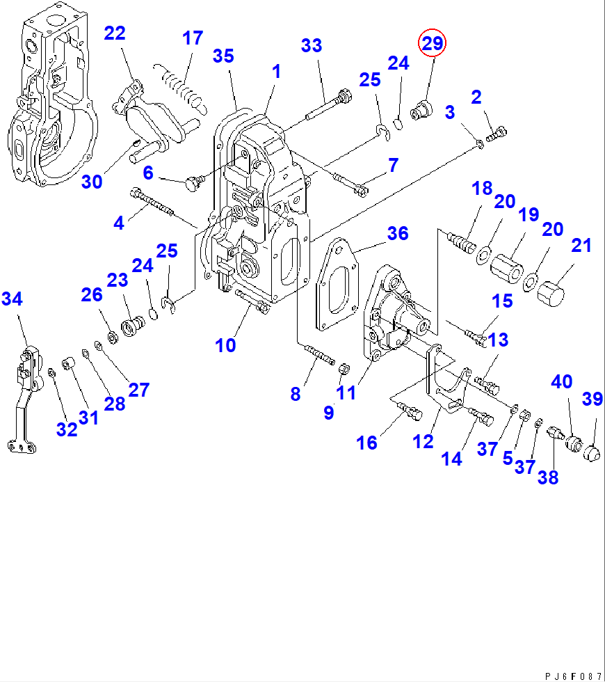 Diagram DK154204-4400 BUSHING - Komatsu
