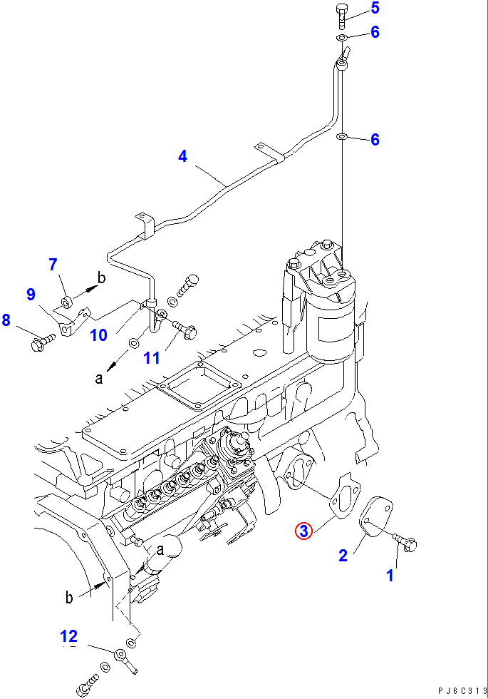 Diagram 6735-61-6411 GASKET (K2) - Komatsu