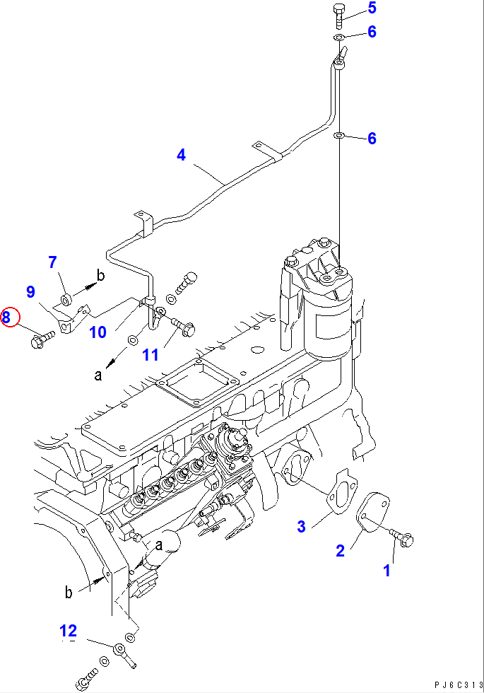 Diagram 6732-21-6630 BOLT - Komatsu