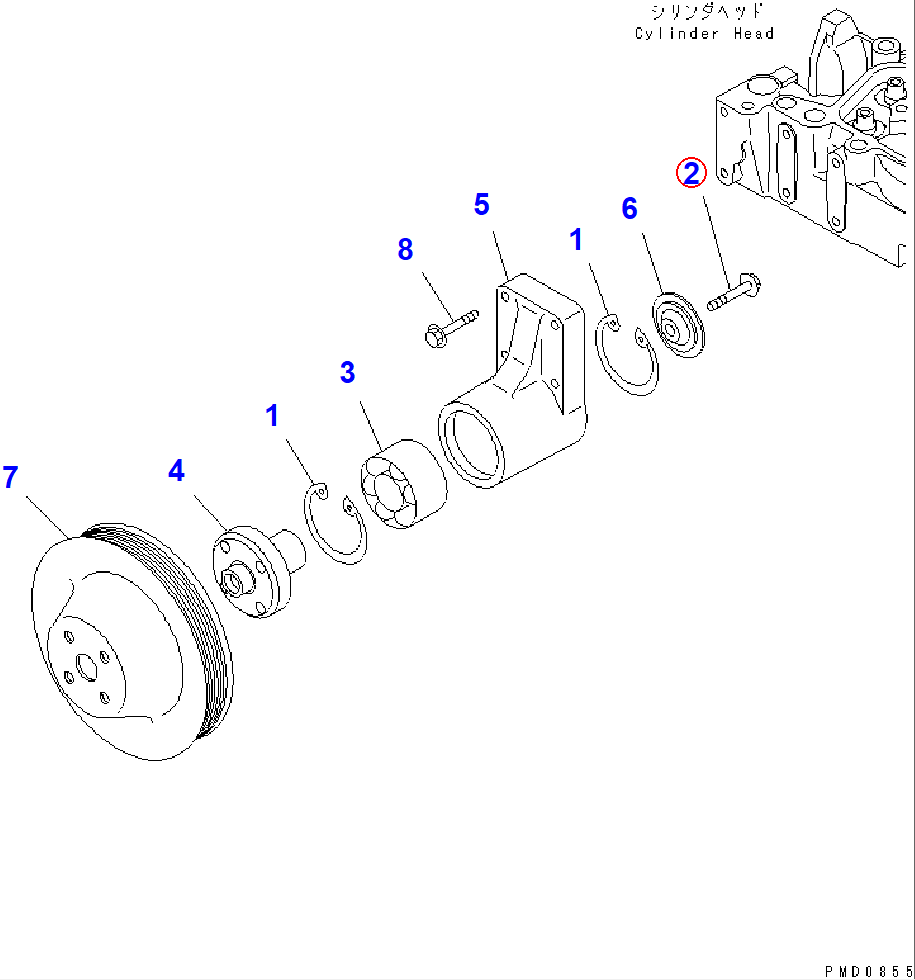 Diagram 6732-61-3440 BOLT - Komatsu