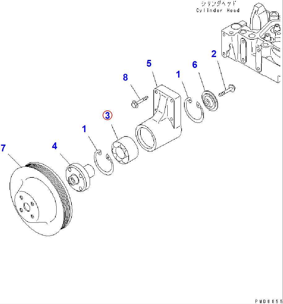 Diagram 6732-61-3420 BEARING,BALL - Komatsu