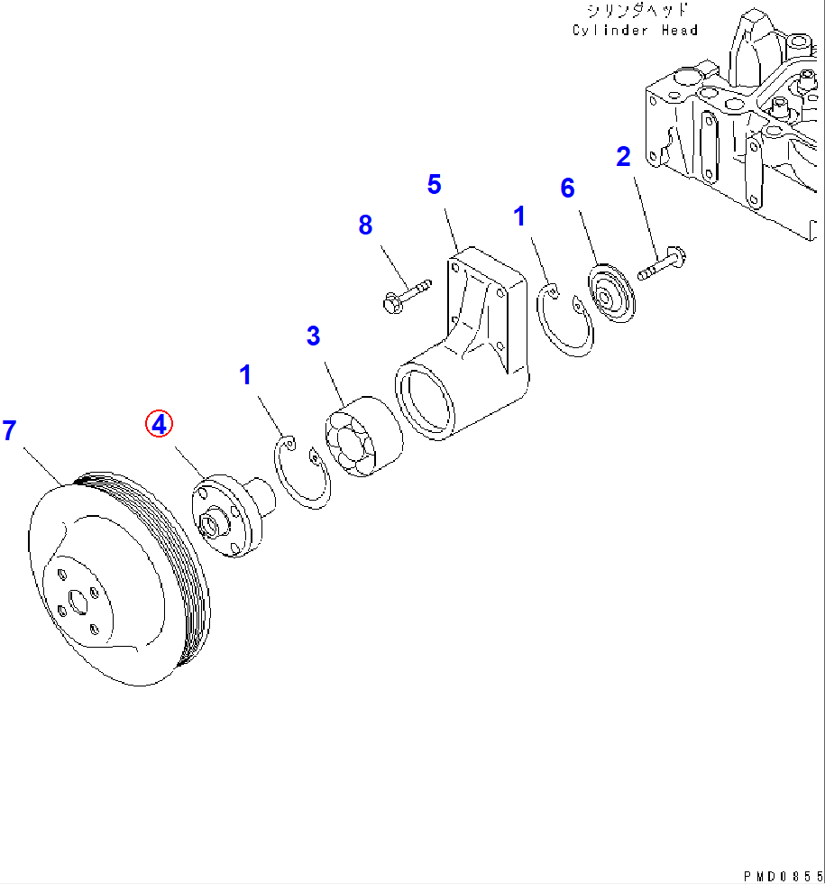 Diagram 6732-61-3410 HUB - Komatsu