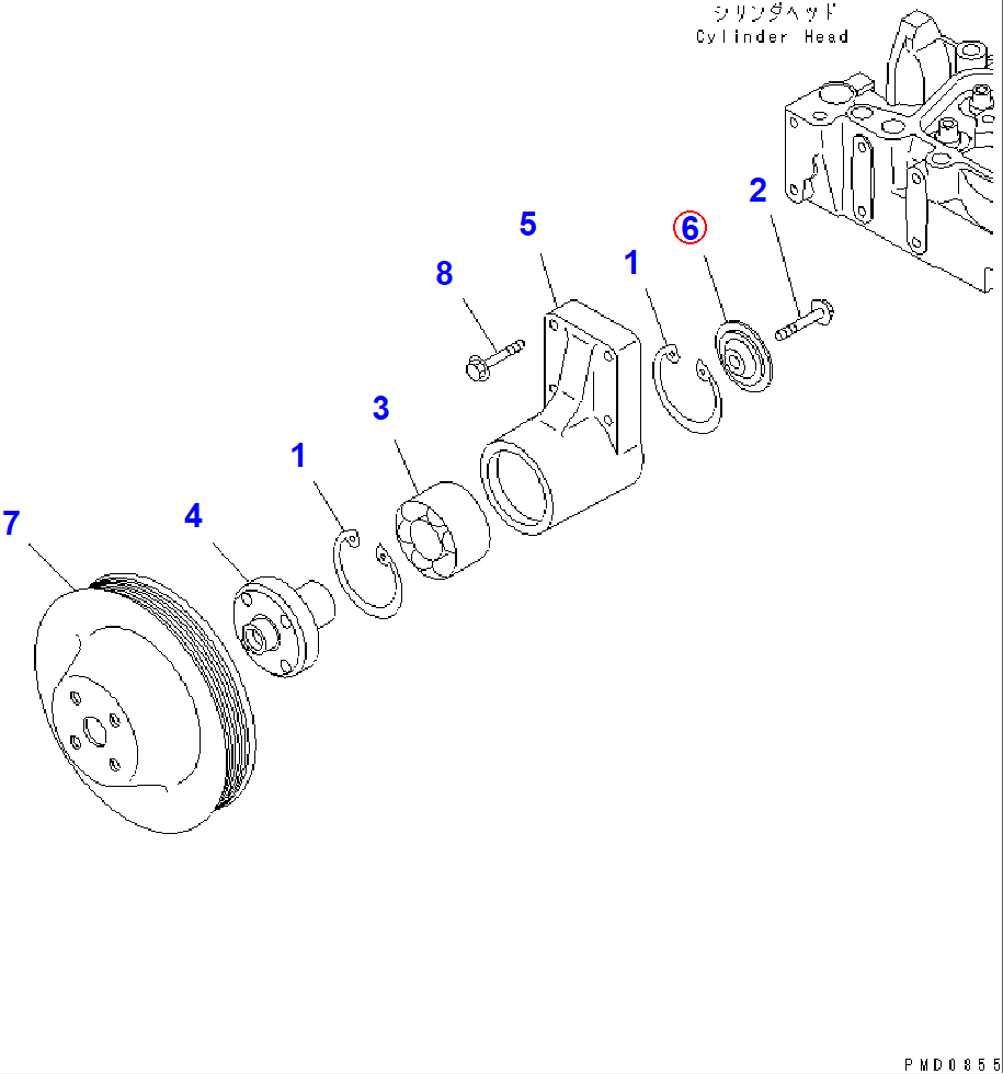 Diagram 6732-61-3430 RETAINER - Komatsu
