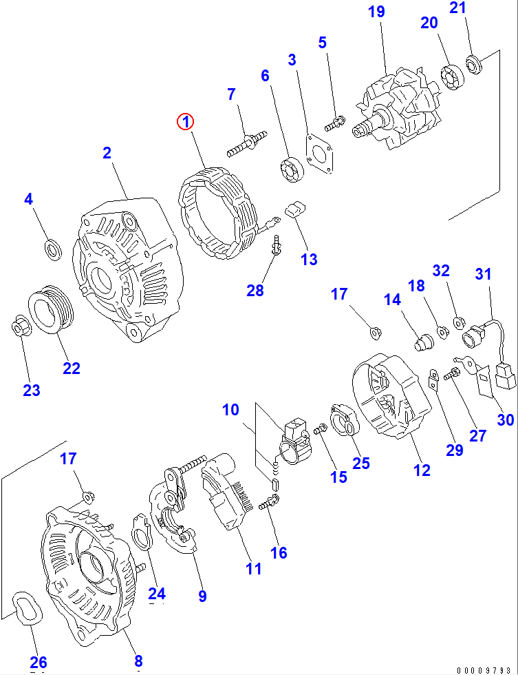 Diagram ND021100-5060 STATOR ASS'Y - Komatsu