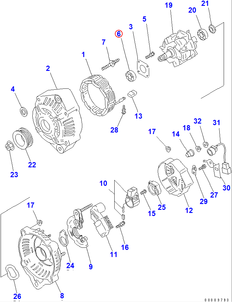 Diagram ND949100-5010 BEARING,BALL - Komatsu