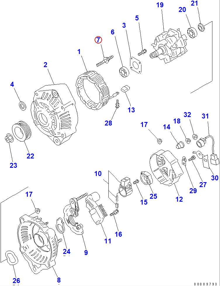 Diagram ND949043-2000 BOLT,STUD - Komatsu