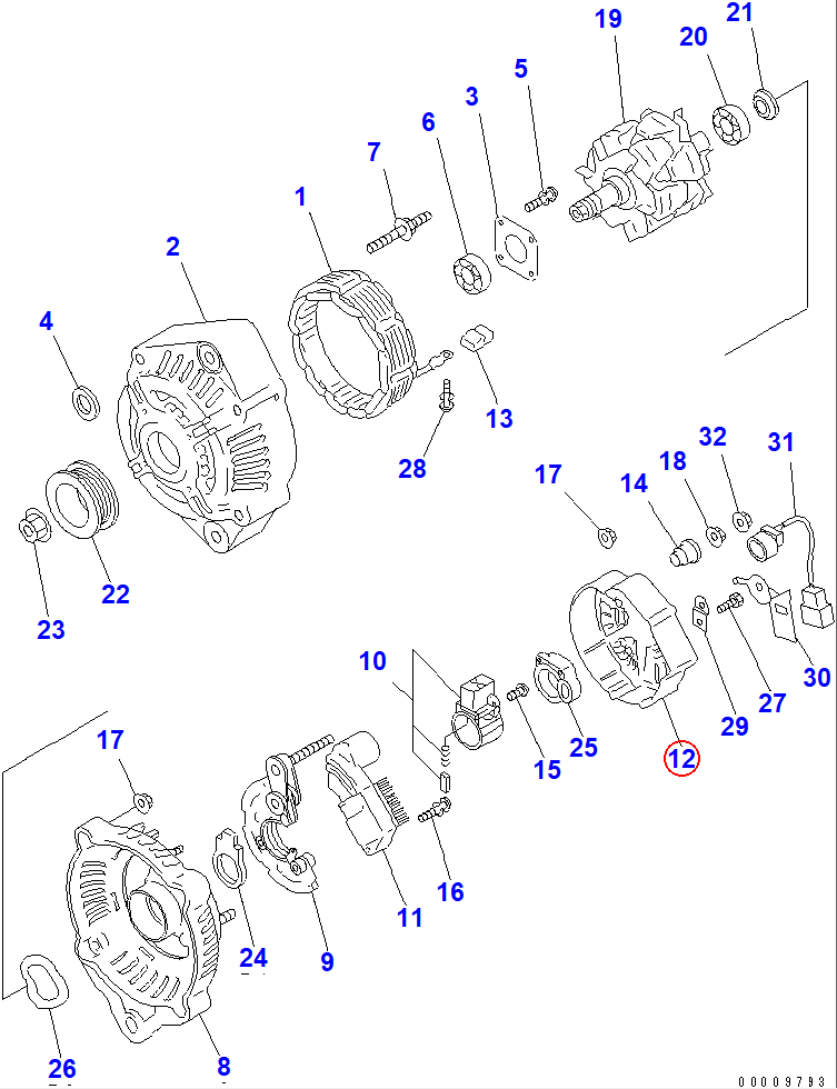 Diagram ND021551-2360 COVER,REAR - Komatsu