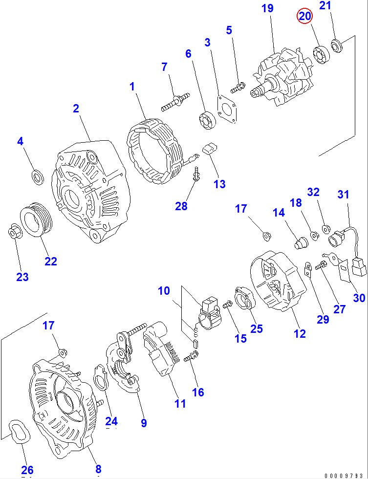Diagram ND949100-2790 BEARING,BALL - Komatsu